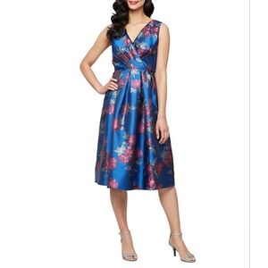 SLNY Blue Floral Dress